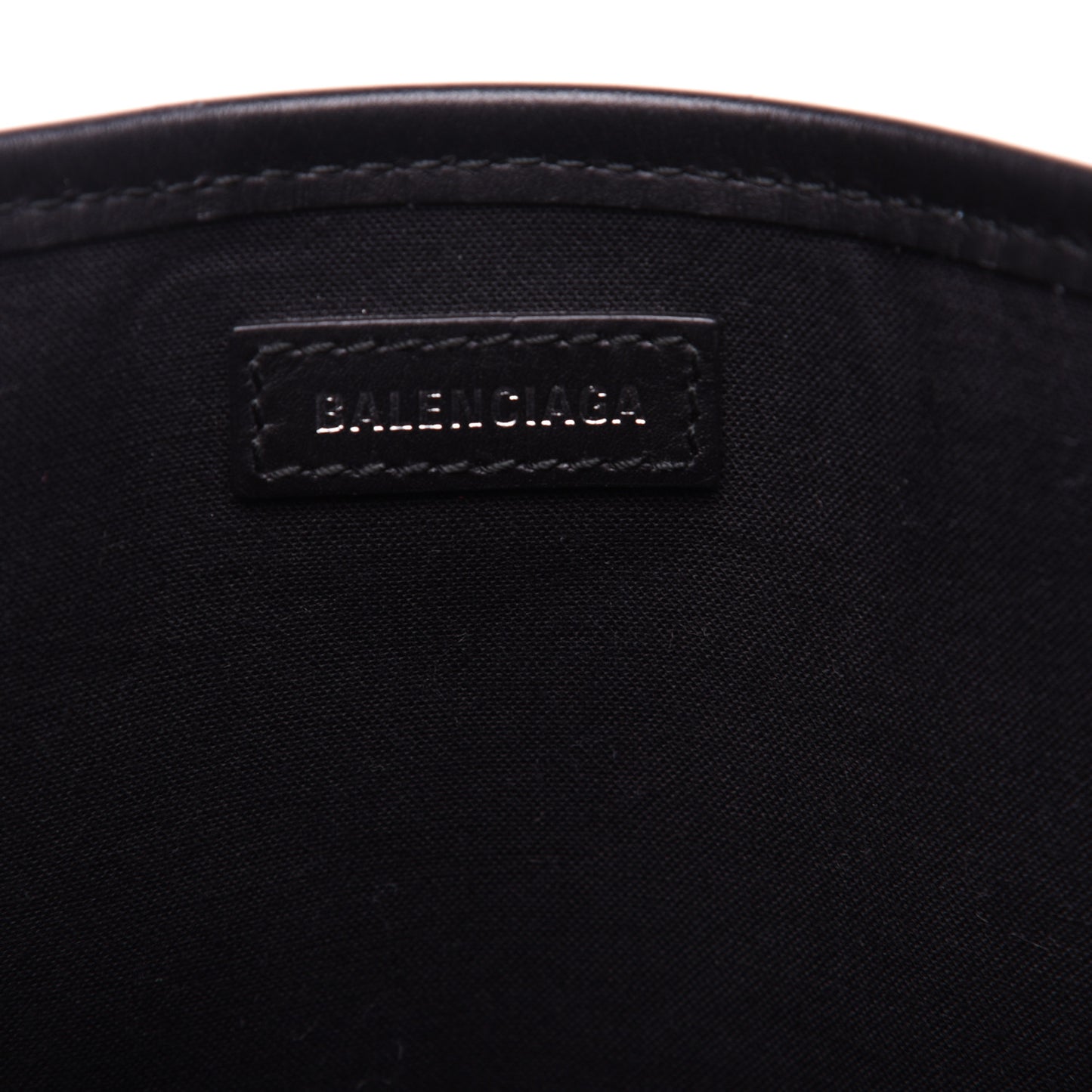 Cotton Canvas Calfskin Logo Print Navy Cabas XS Black White