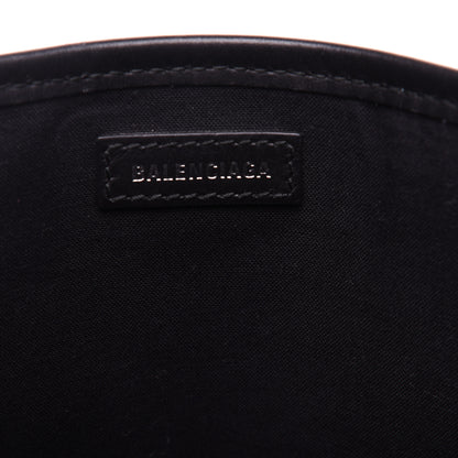Balenciaga Cotton Canvas Calfskin Logo Print Navy Cabas XS Black White 8 of 13