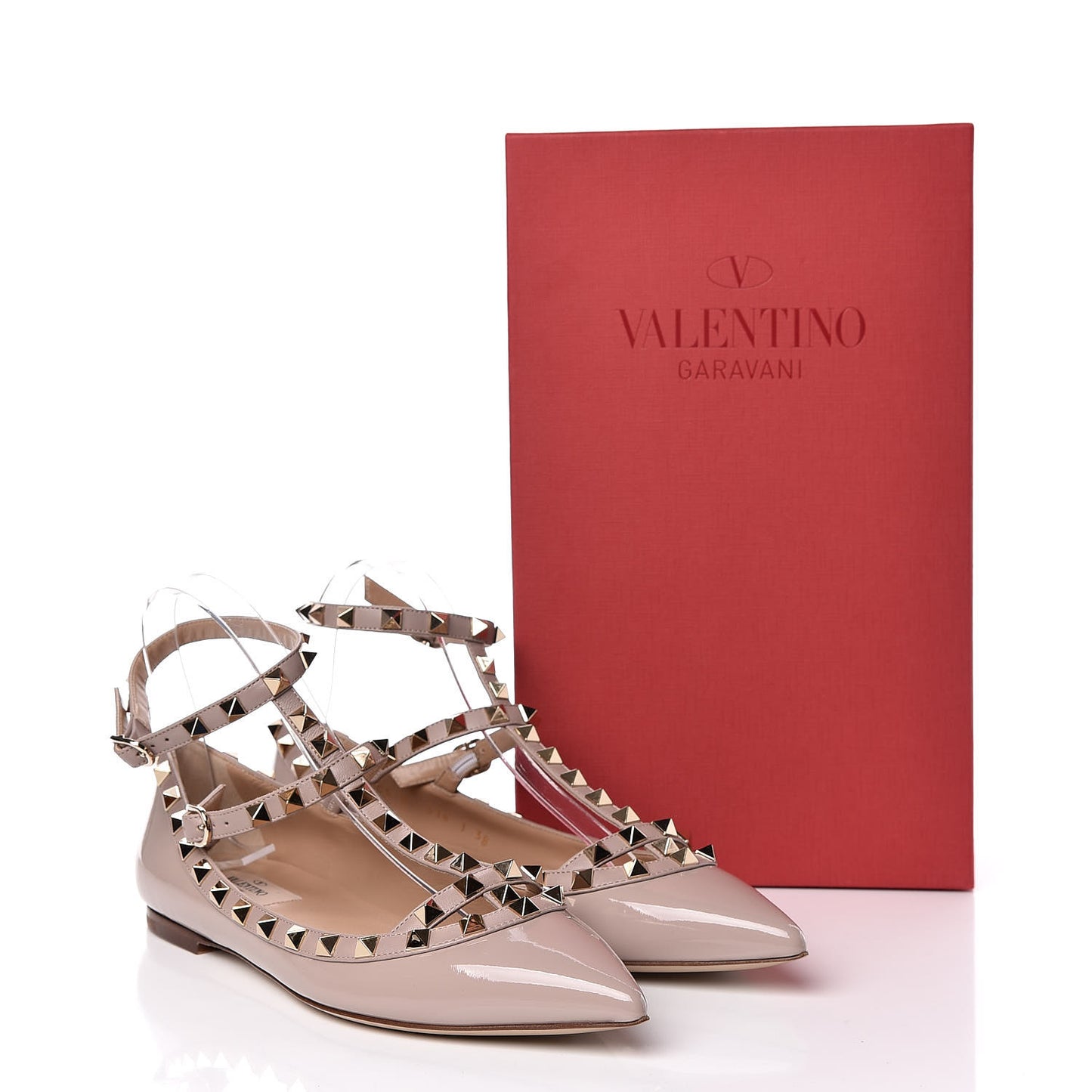 Patent Rockstud Cage Ballerina Flats 38 Poudre