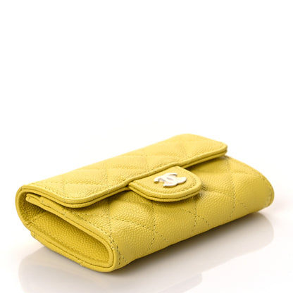 Chanel Caviar Quilted Flap Card Holder Wallet Yellow 4 of 8