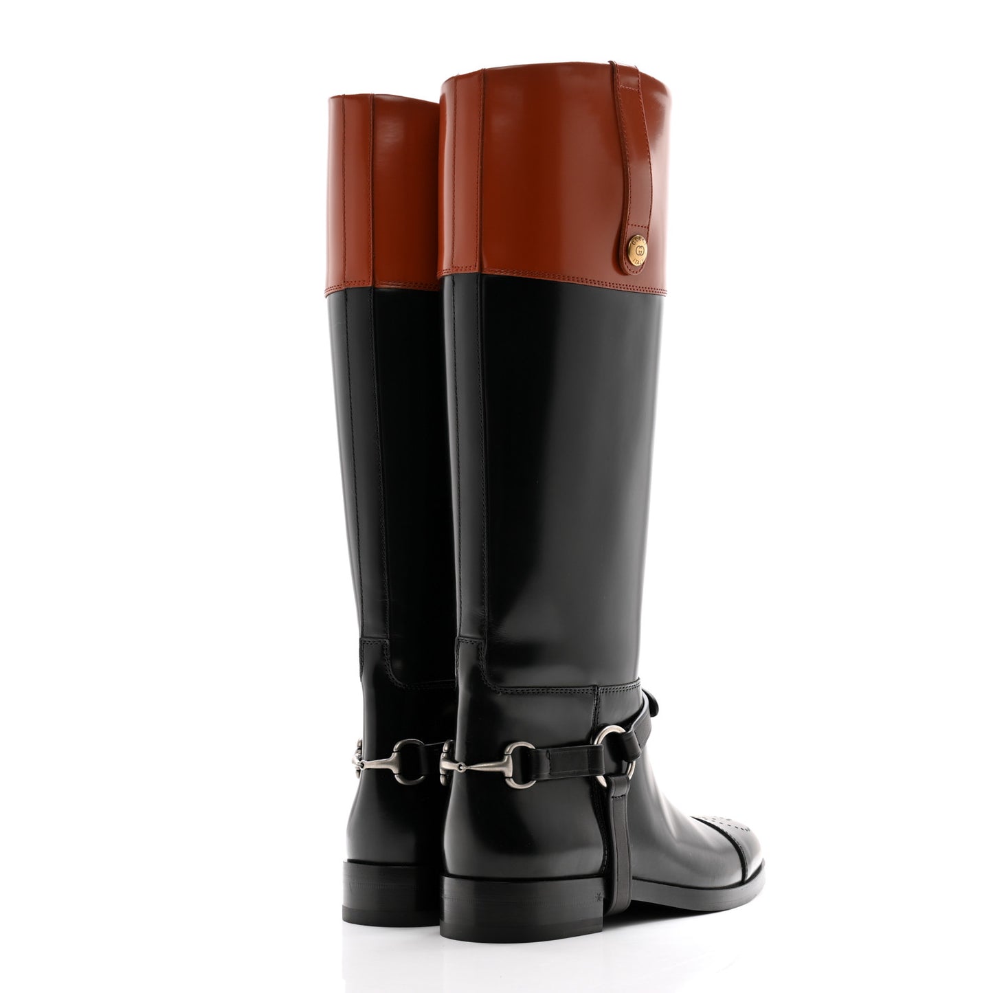 Calfskin Zelda Harness Riding Boots 38 Black Amber