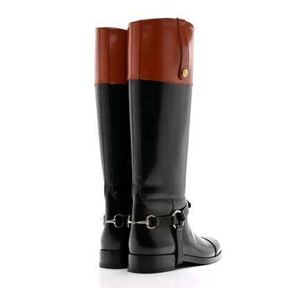 Gucci Calfskin Zelda Harness Riding Boots 38 Black Amber 4 of 10