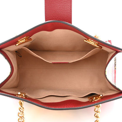 Gucci GG Supreme Monogram Flora Textured Calfskin Small Padlock Tote Red 7 of 12