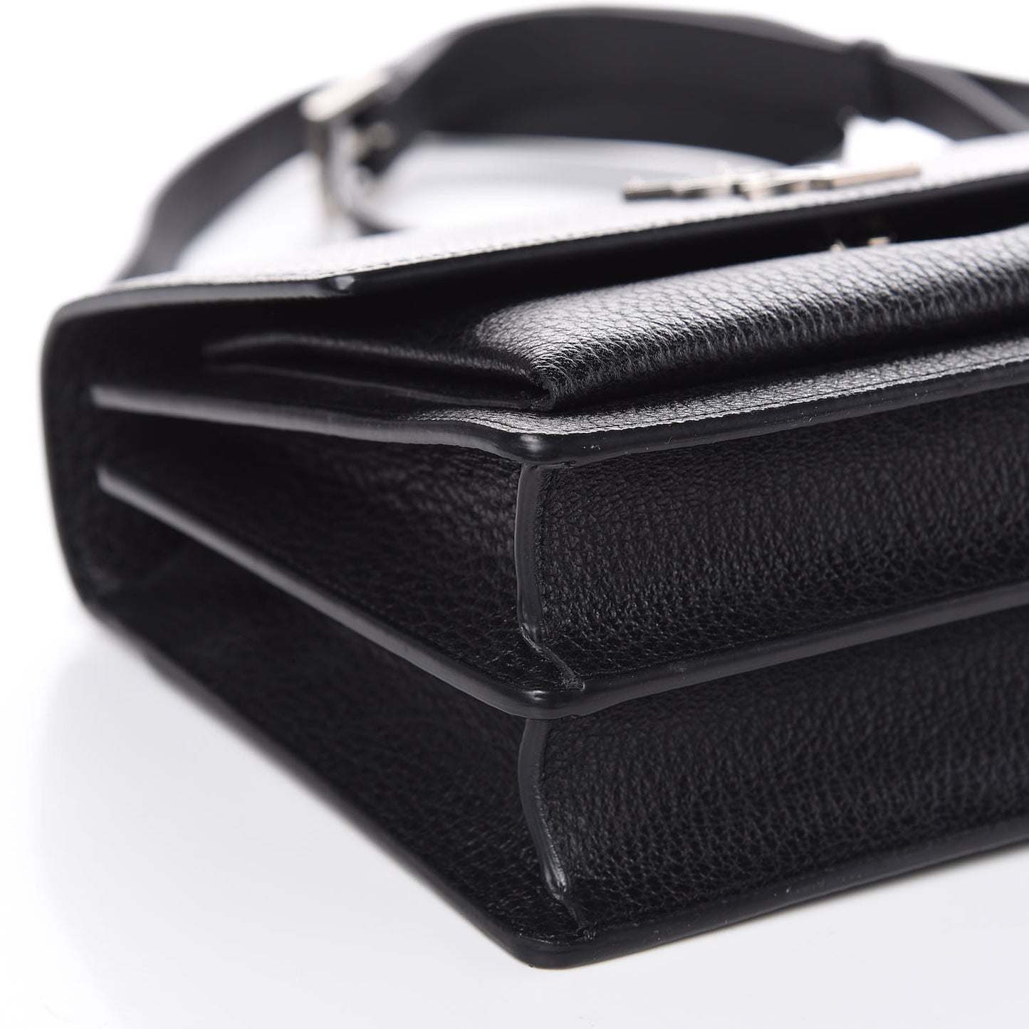Grained Calfskin Medium Monogram Sunset Satchel Black