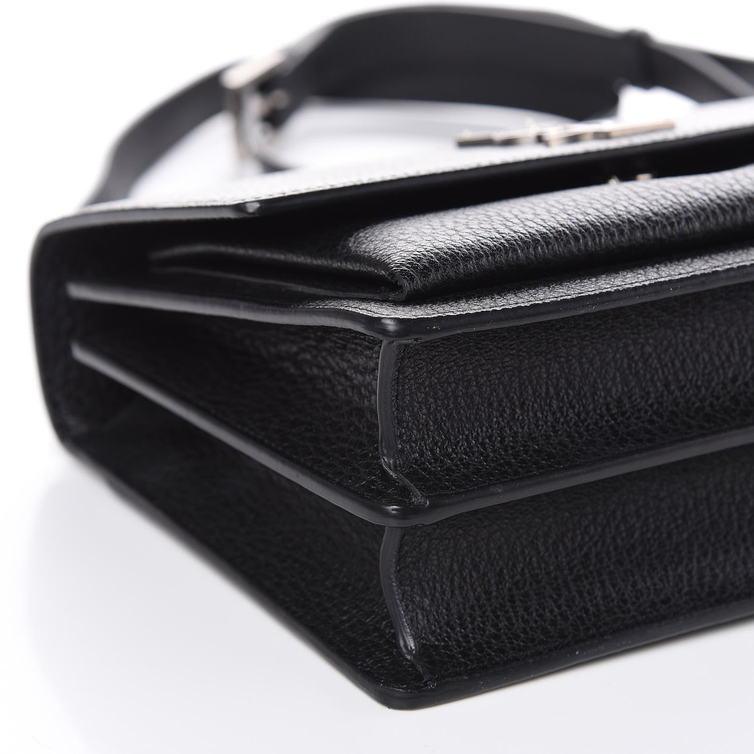 Saint Laurent Grained Calfskin Medium Monogram Sunset Satchel Black 8 of 10