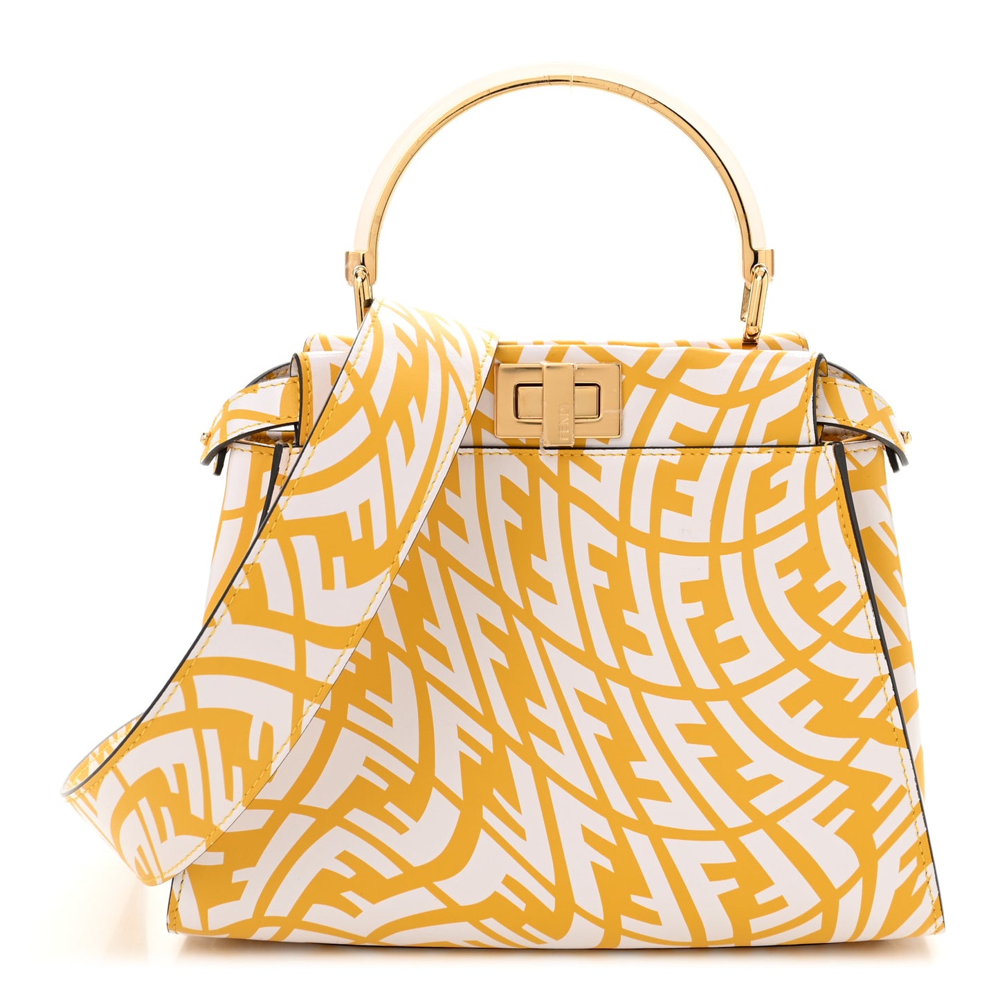 X SARAH COLEMAN Vitello Liberty Shiny Nappa Plexiglass FF Vertigo Mini Peekaboo Iconic Satchel Mimosa White