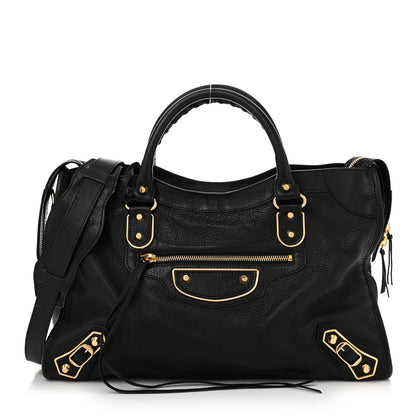 Balenciaga Chevre Gold Metallic Edge Hardware City Black 1 of 12