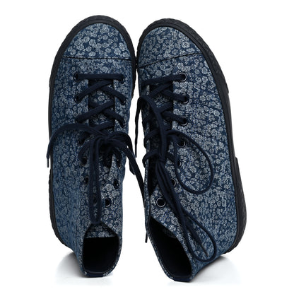 Chanel Printed Denim Quilted High Top Sneakers 41 Dark Blue 2 of 10