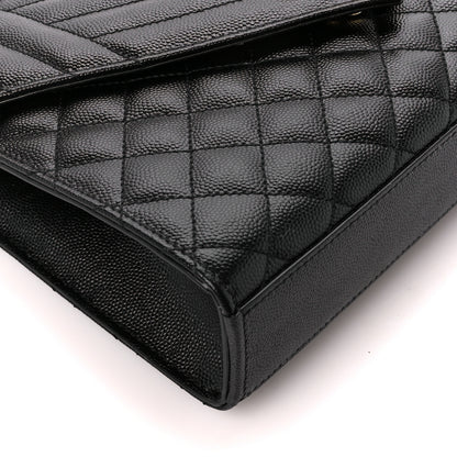 Saint Laurent Grain De Poudre Textured Mixed Matelasse Triquilt Medium Monogram Satchel Black 11 of 12