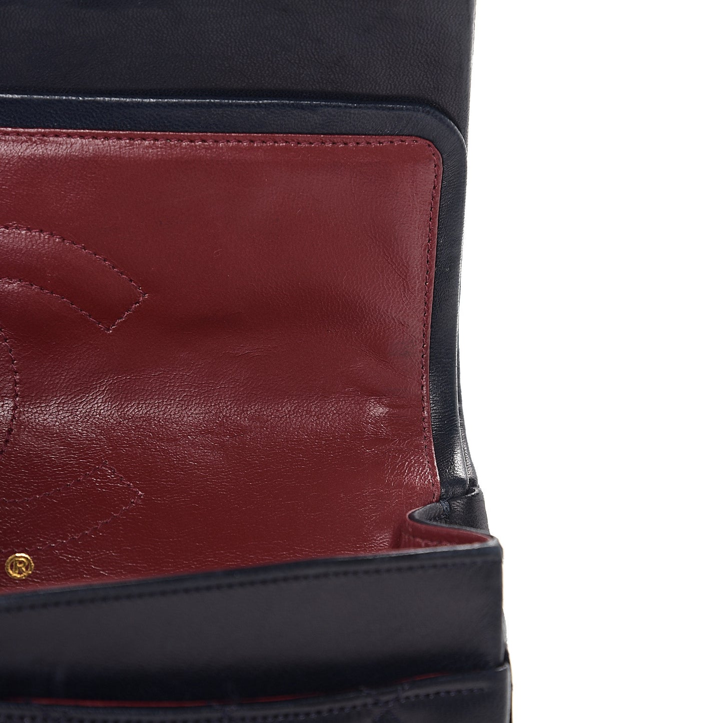 Lambskin Quilted Medium Double Flap Navy