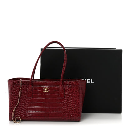 Chanel Calfskin Crocodile Embossed Archetype Small Shopping Tote Burgundy 11 of 11