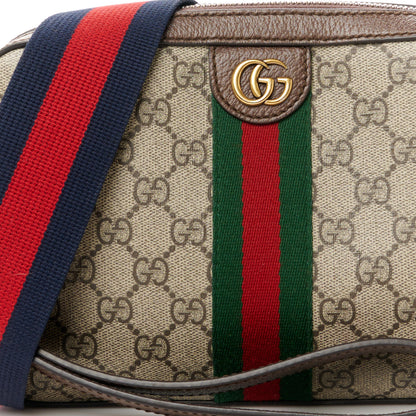 Gucci GG Supreme Monogram Textured Dollar Calfskin Web Ophidia Wristlet Shoulder Bag Beige Ebony New Acero 9 of 14