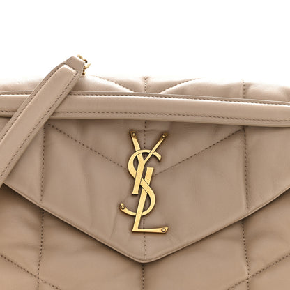 Saint Laurent Lambskin Quilted Small Loulou Puffer Monogram Chain Satchel Dark Beige 8 of 13