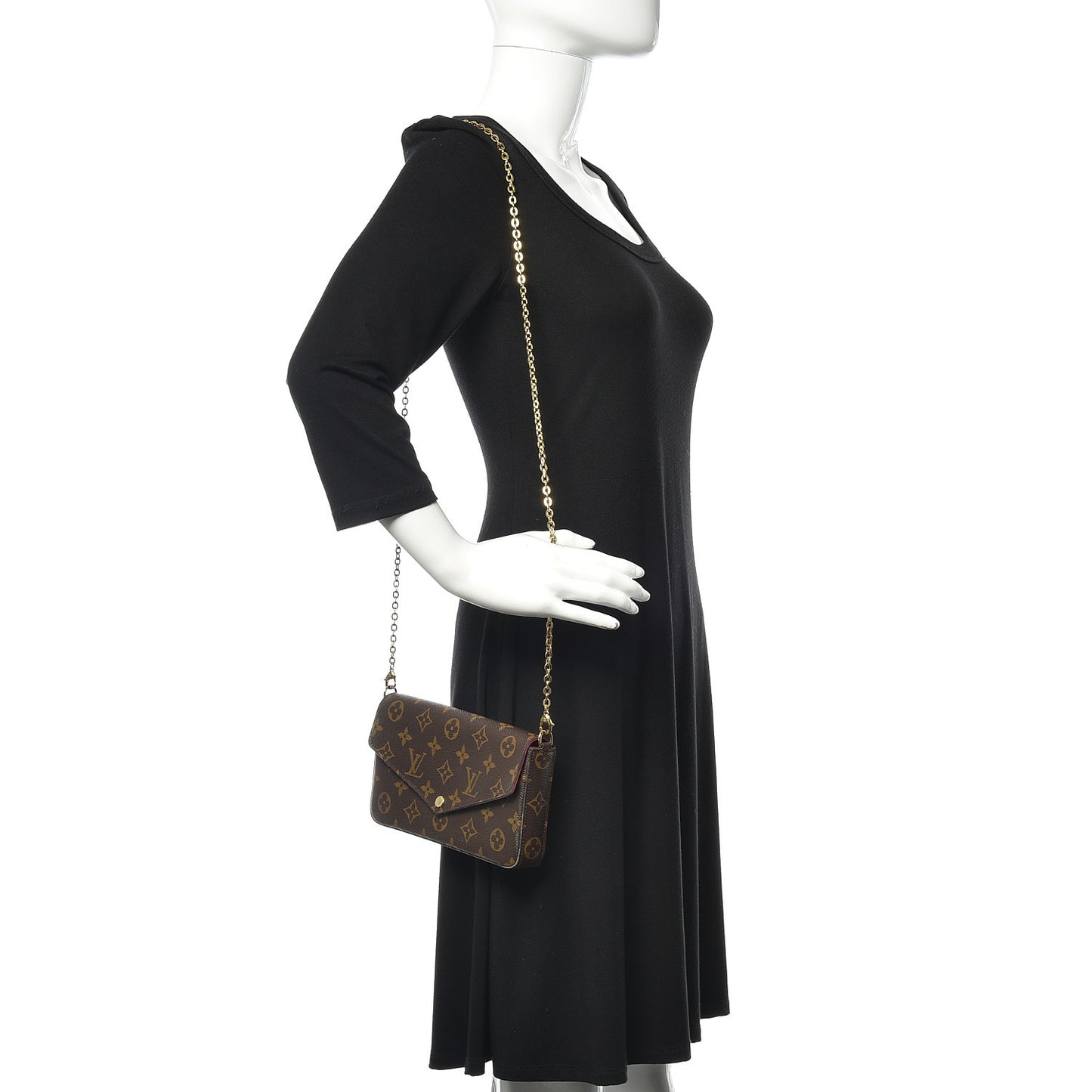 Monogram Pochette Felicie Chain Wallet Fuchsia