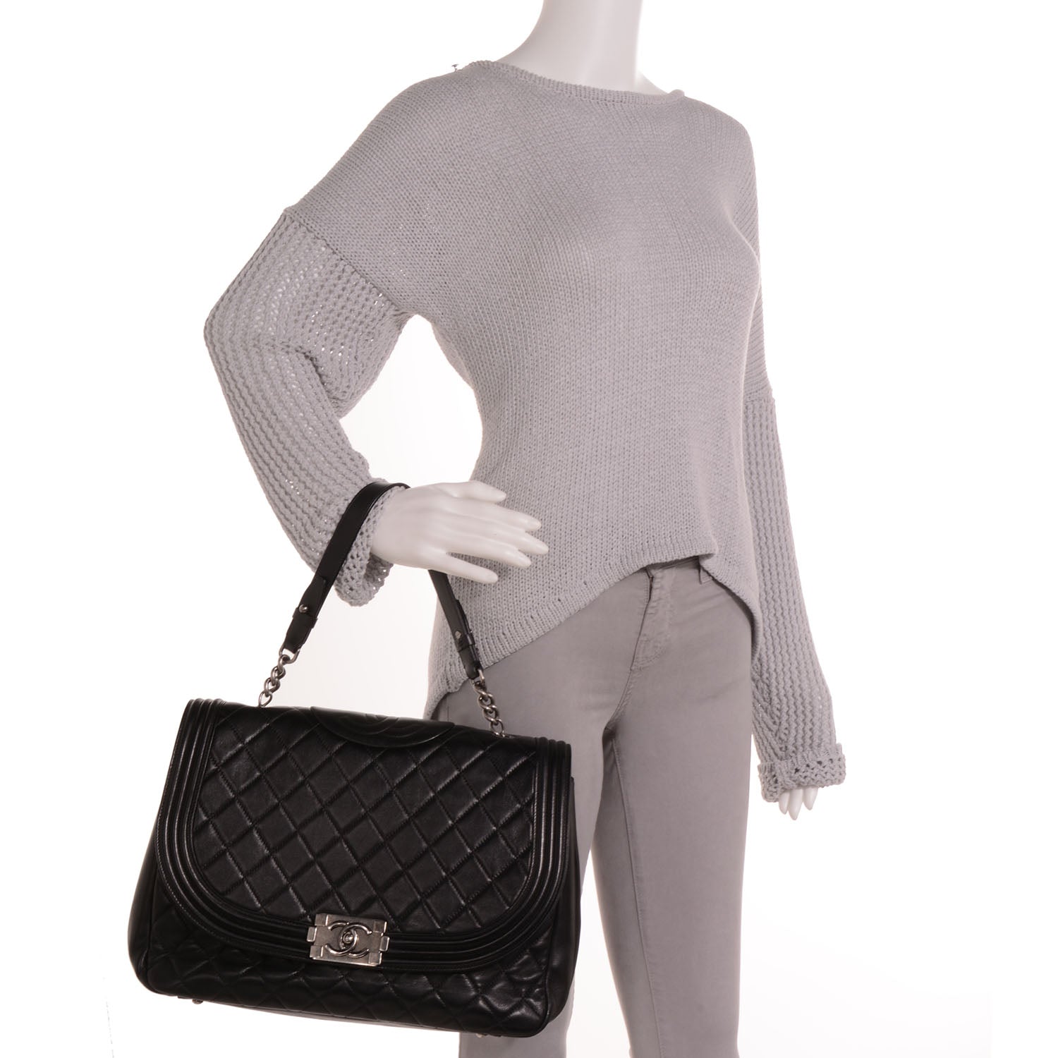 Chanel Lambskin Quilted Large Antik Boy Flap Black 2 of 8