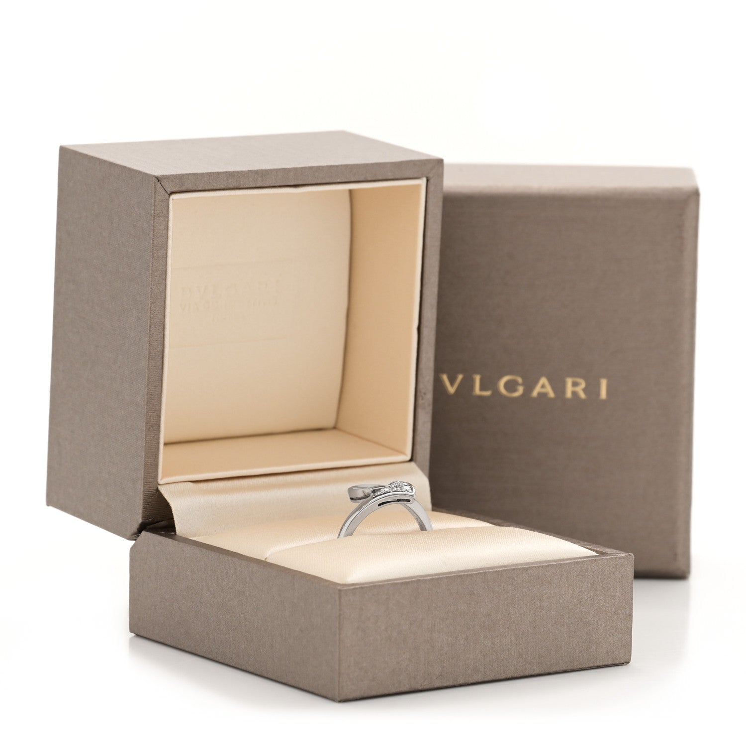 Bulgari 18K White Gold Mother of Pearl Diamond Divas' Dream Ring 54 7 5 of 5