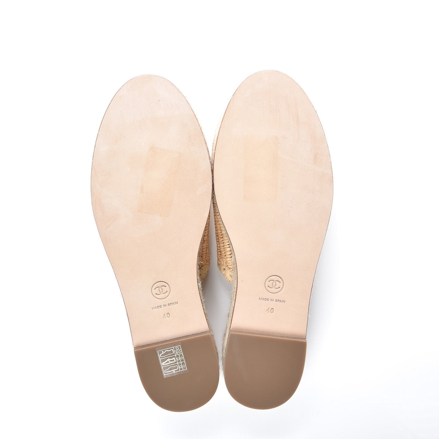 Lambskin Grosgrain CC Espadrille Mules 40 Beige Black