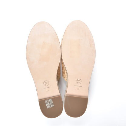 Chanel Lambskin Grosgrain CC Espadrille Mules 40 Beige Black 4 of 10