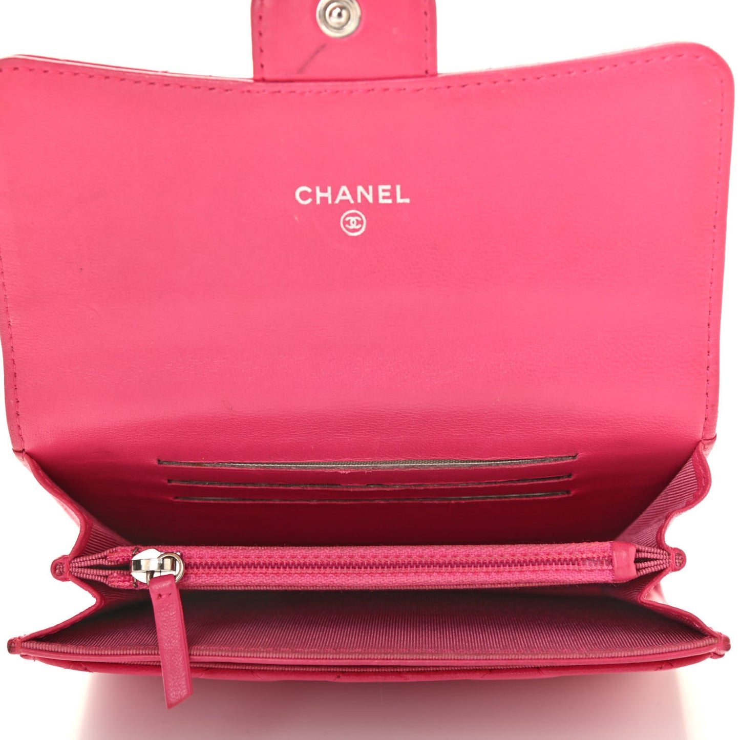 Lambskin Quilted Small Flap Wallet Pink