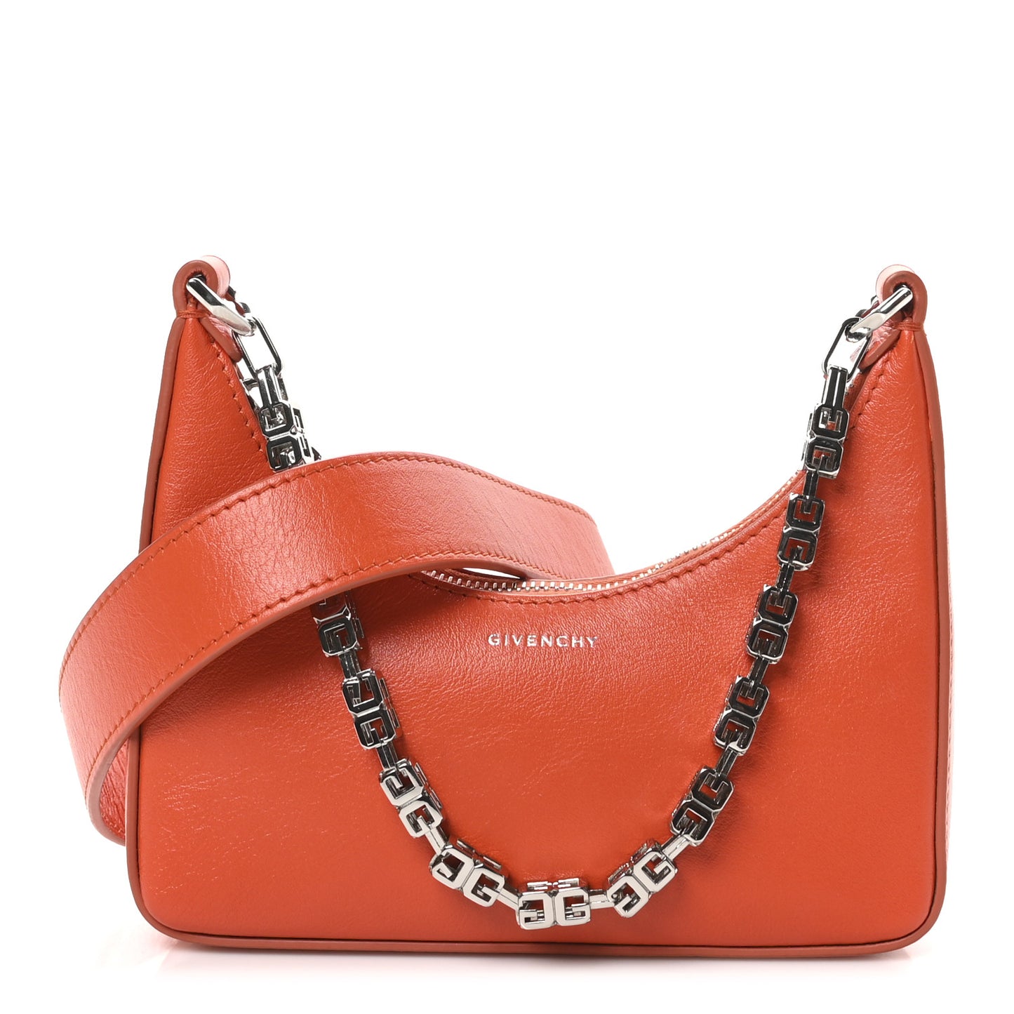 Smooth Calfskin Mini Moon Cut Out Shoulder Bag Orange