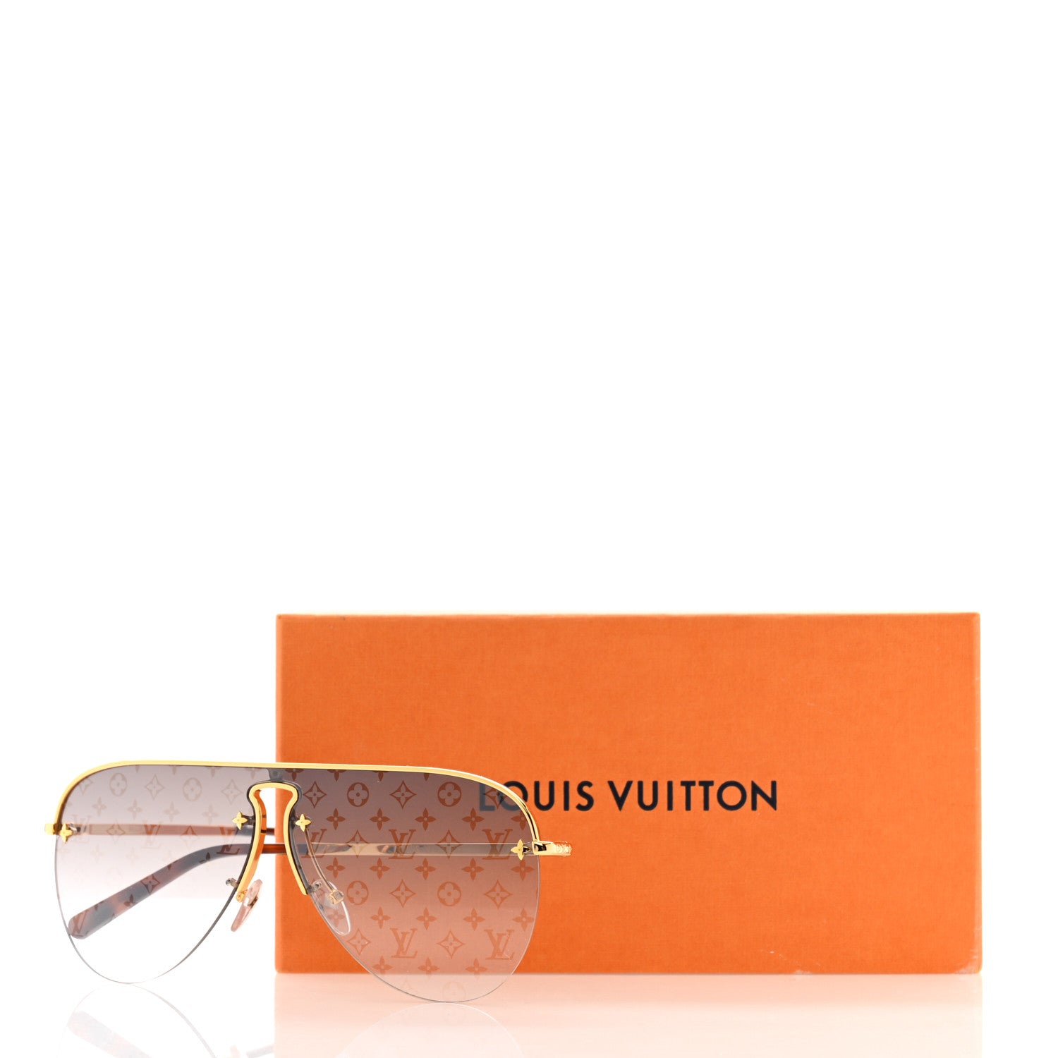 Louis Vuitton Grease Mask Sunglasses Z1469U Gold 7 of 7