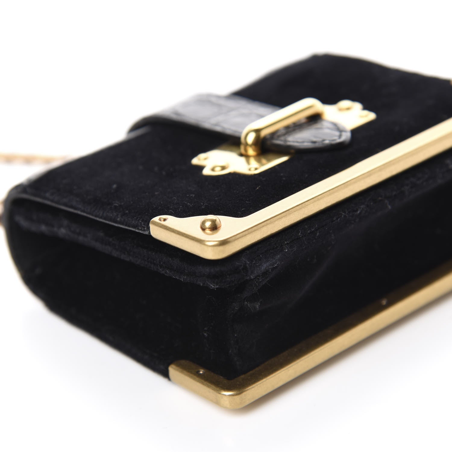 Prada Velvet Crocodile Micro Cahier Bag Black 6 of 11