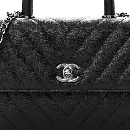 Chanel Caviar Chevron Quilted Mini Coco Handle Flap Black 7 of 11