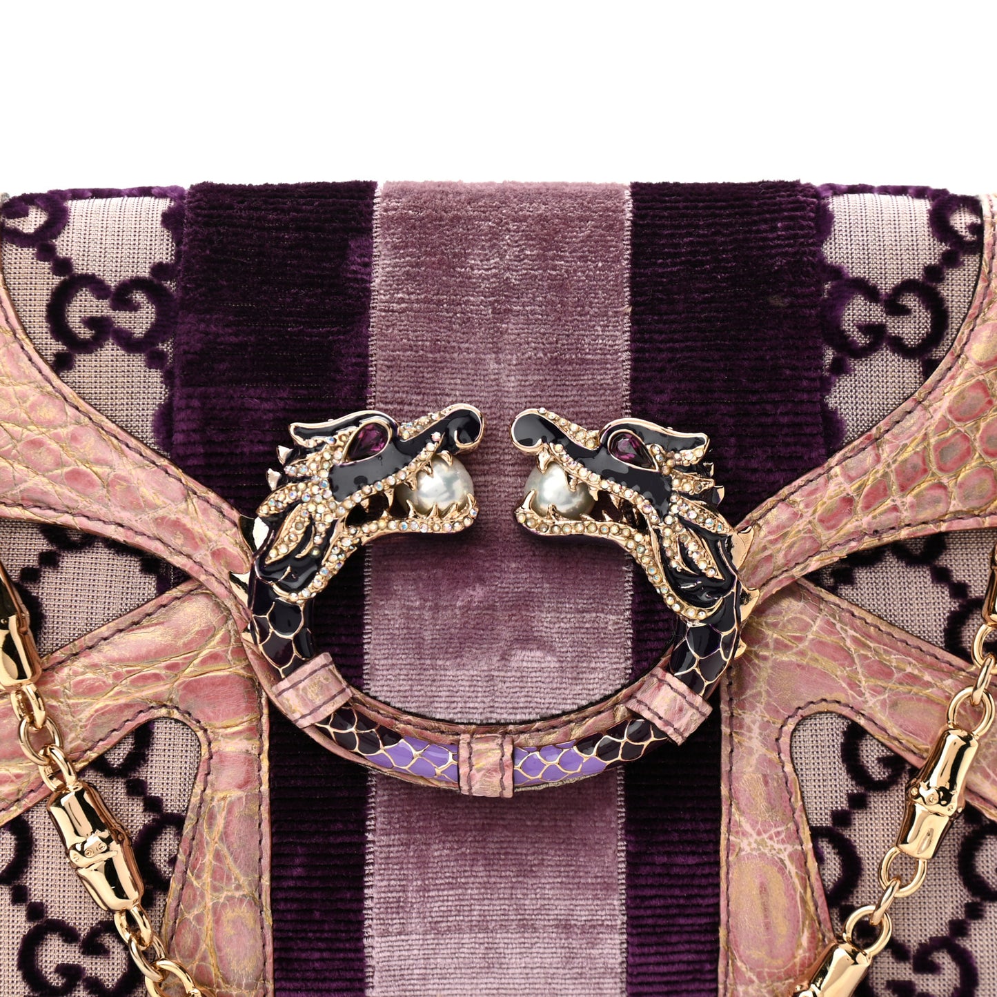 Velvet Monogram Crocodile Tom Ford Jeweled Dragon Shoulder Bag Purple Pink