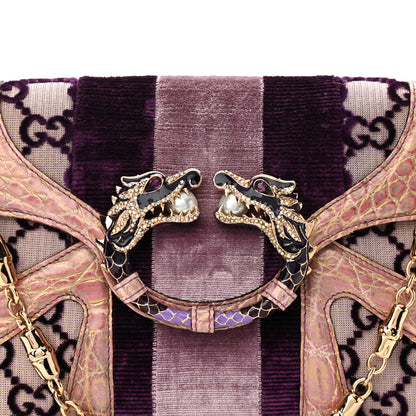 Gucci Velvet Monogram Crocodile Tom Ford Jeweled Dragon Shoulder Bag Purple Pink 8 of 10
