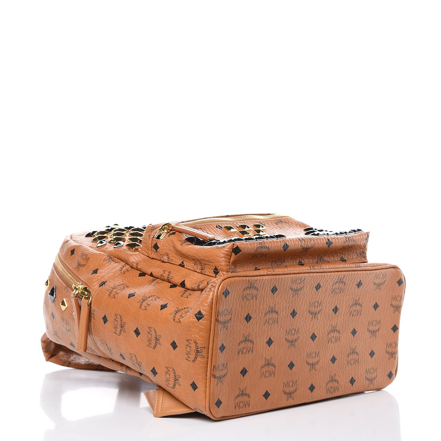 MCM Visetos Studded Medium Stark M Backpack Cognac 4 of 8