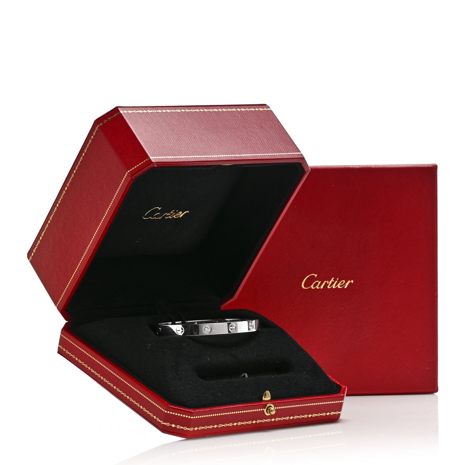 Cartier 18K White Gold 4 Diamond LOVE Bracelet 17 6 of 6