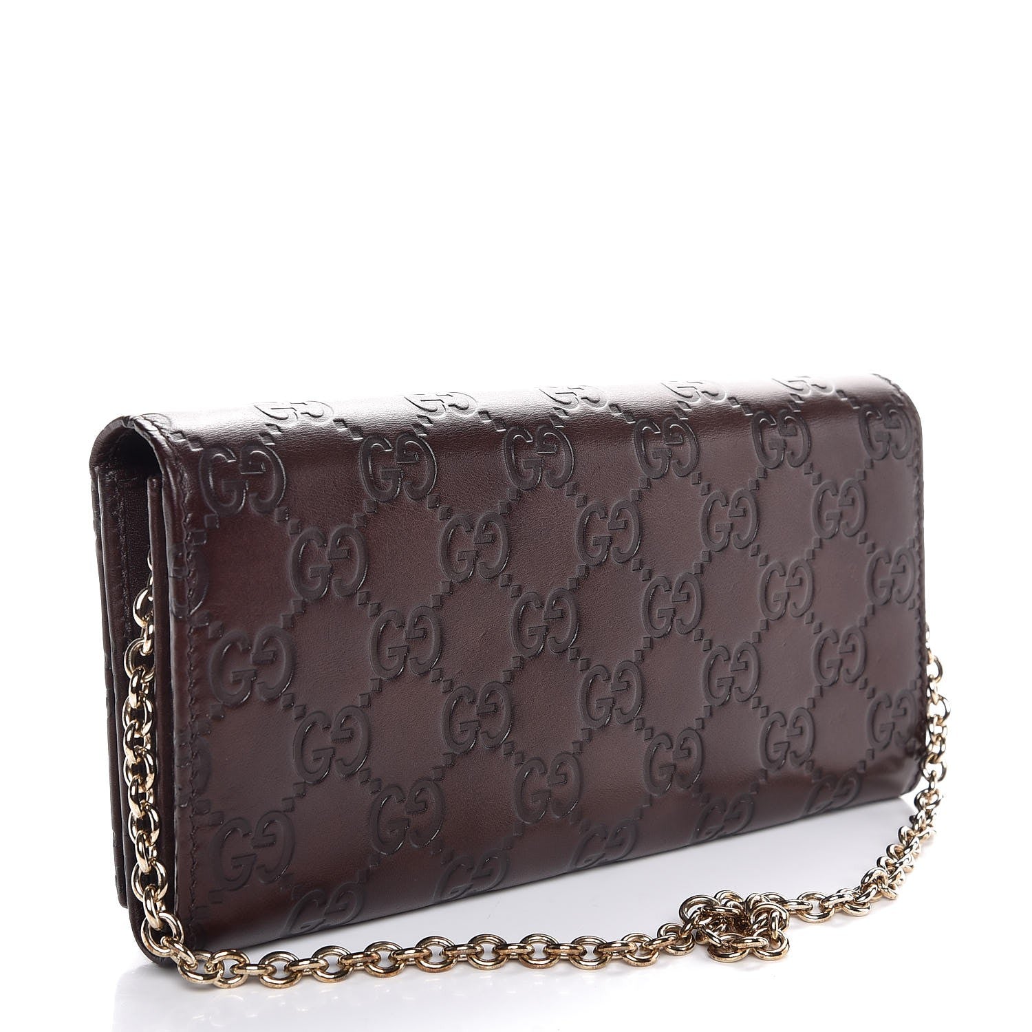 Gucci Guccissima Margaux Calfskin Metal Bar Chain Wallet Chocolate 4 of 9