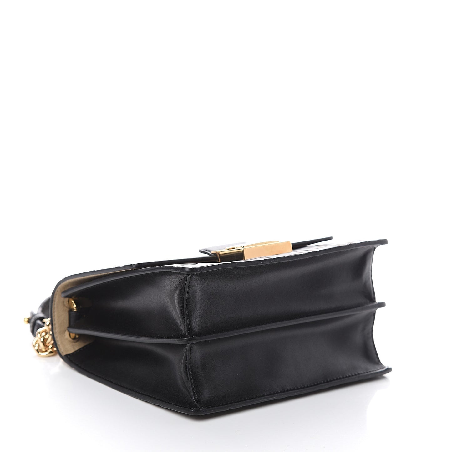 Vitello Liberty Bi-Color FF 1974 Embossed Small Kan U Shoulder Bag Maya Black
