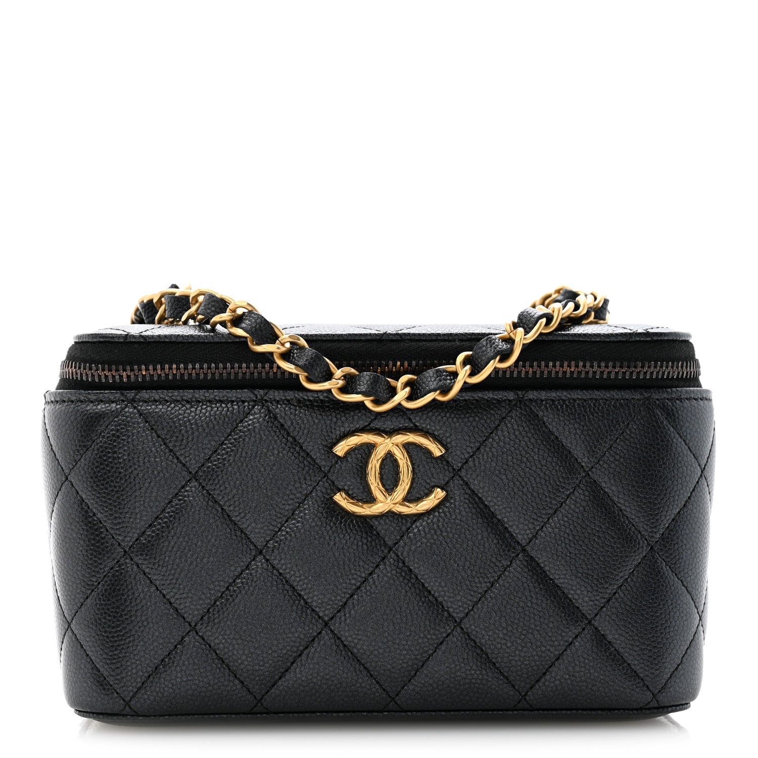 Chanel Pearly Caviar Quilted Fit For You Small Vanity Case With Chain Black 1 of 11