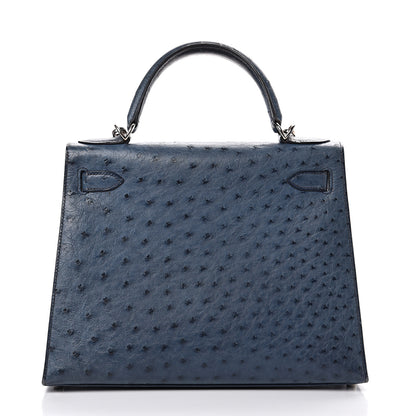 Hermes Ostrich Kelly Sellier 28 Bleu Roi 3 of 49