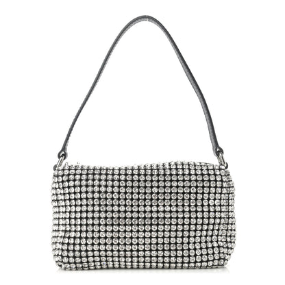 Alexander Wang Mesh Crystal Rhinestone Mini Heiress Pouch Black Silver 1 of 9