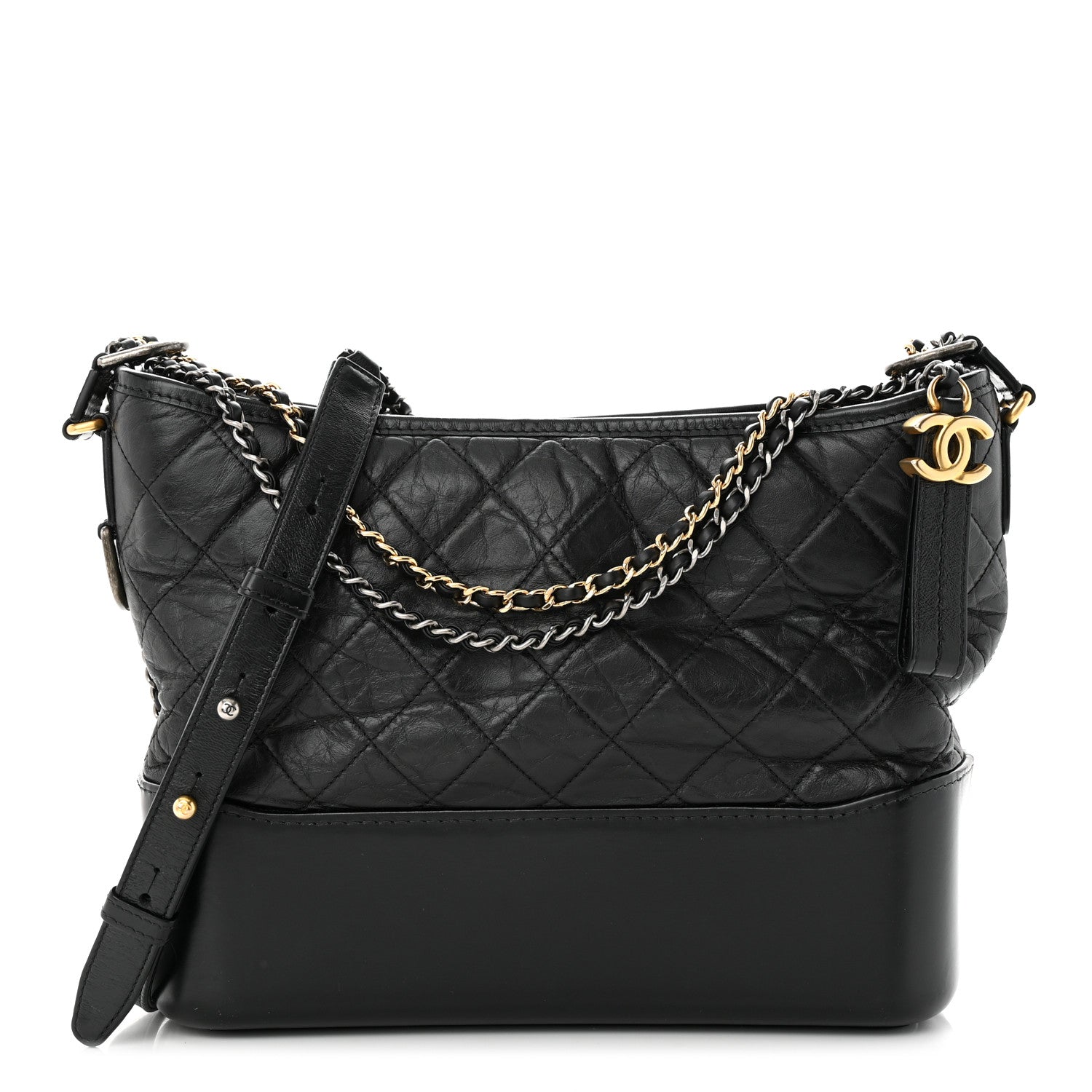Chanel Aged Calfskin Quilted Medium Gabrielle Hobo Black 1 of 11