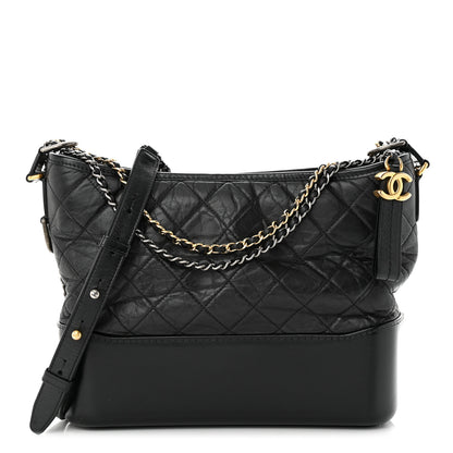 Chanel Aged Calfskin Quilted Medium Gabrielle Hobo Black 1 of 11