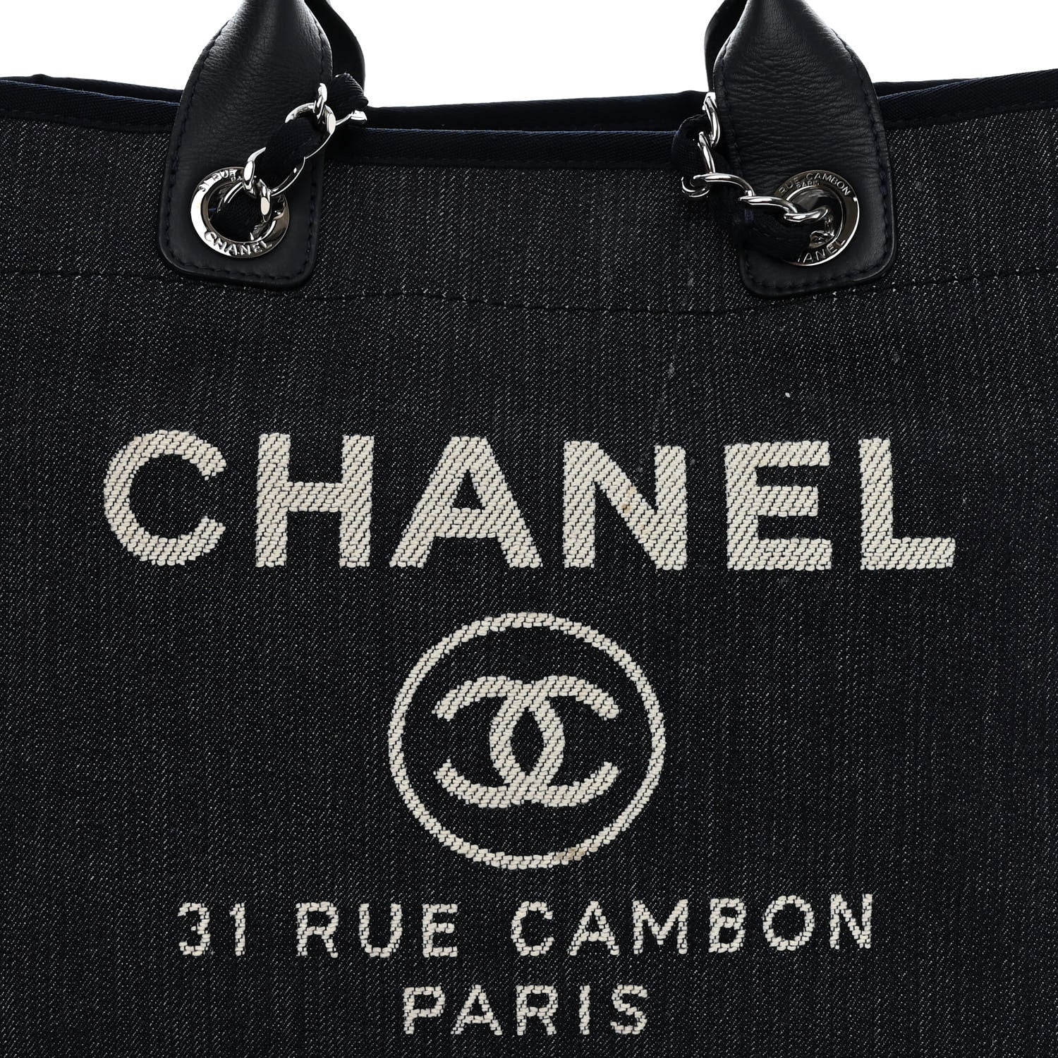 Chanel Denim Medium Deauville Tote Dark Blue 8 of 19