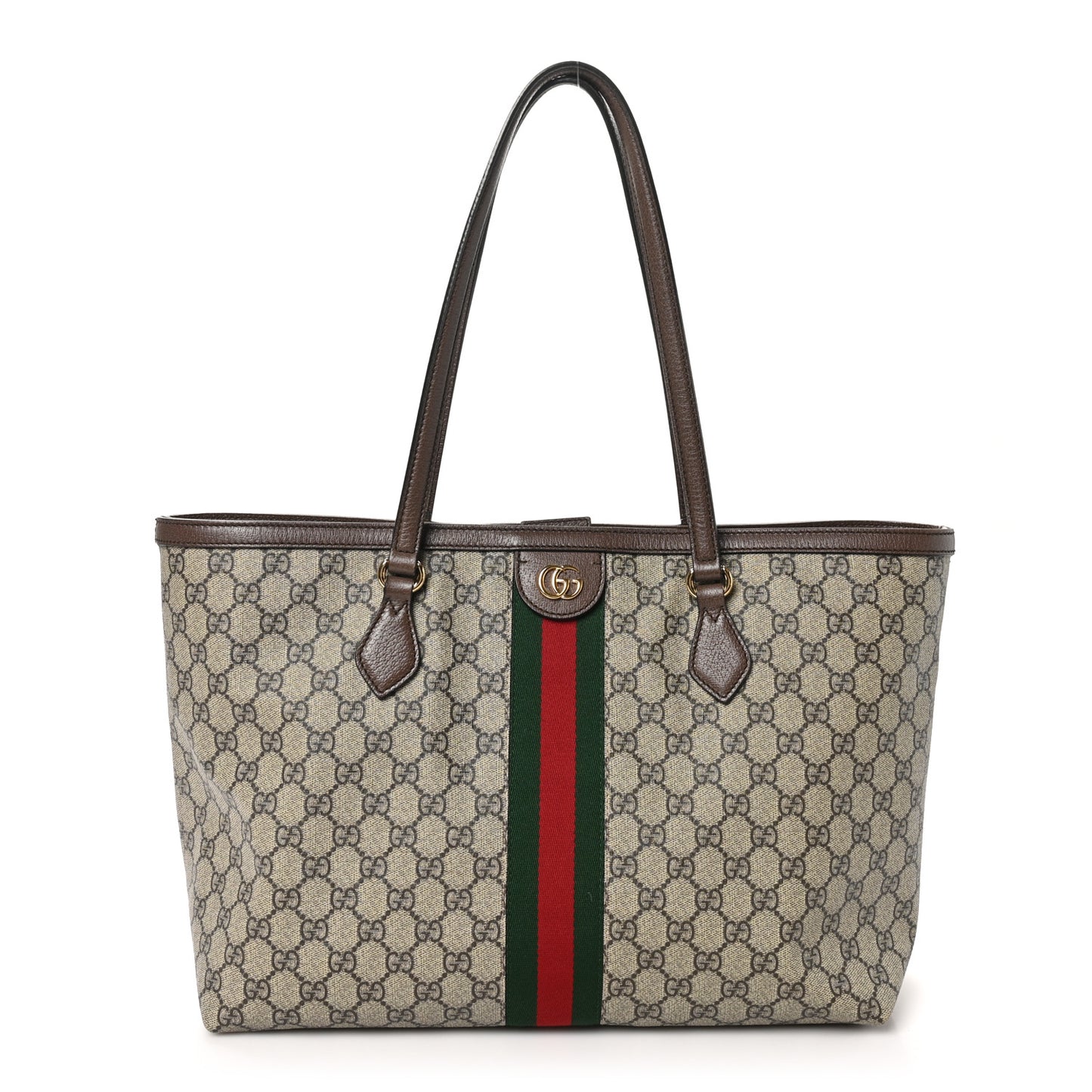 GG Supreme Monogram Medium Ophidia Shopping Tote Brown