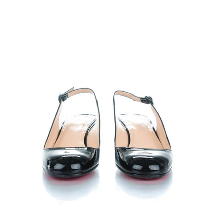Christian Louboutin Patent Cynthia Sling Back Wedges 39 Black 2 of 7