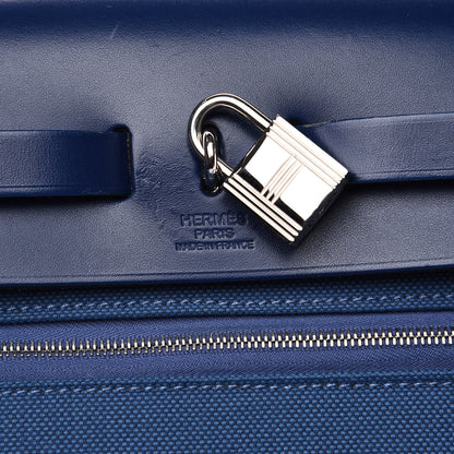 Hermes Vache Hunter Toile Herbag Zip 31 PM Bleu Brighton Bleu Saphir 6 of 12
