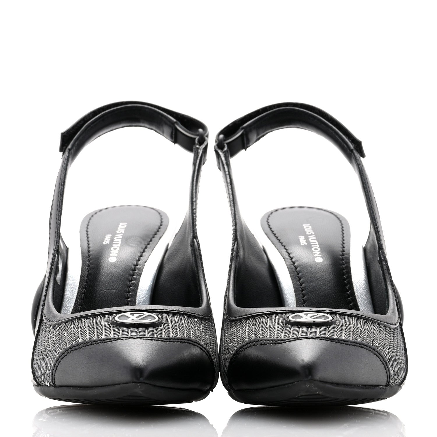Louis Vuitton Calfskin Sequin Archlight Slingback Pumps 35 Black 2 of 10