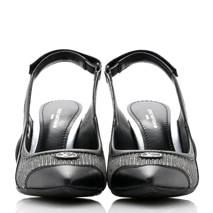 Louis Vuitton Calfskin Sequin Archlight Slingback Pumps 35 Black 2 of 10