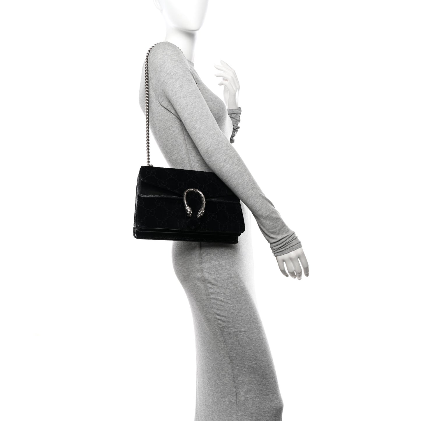 Velvet GG Monogram Small Dionysus Shoulder Bag Black