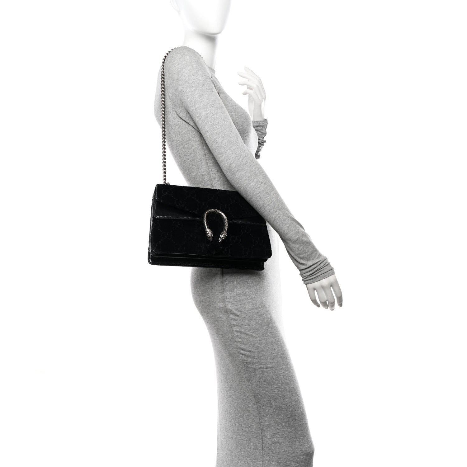 Gucci Velvet GG Monogram Small Dionysus Shoulder Bag Black 2 of 13