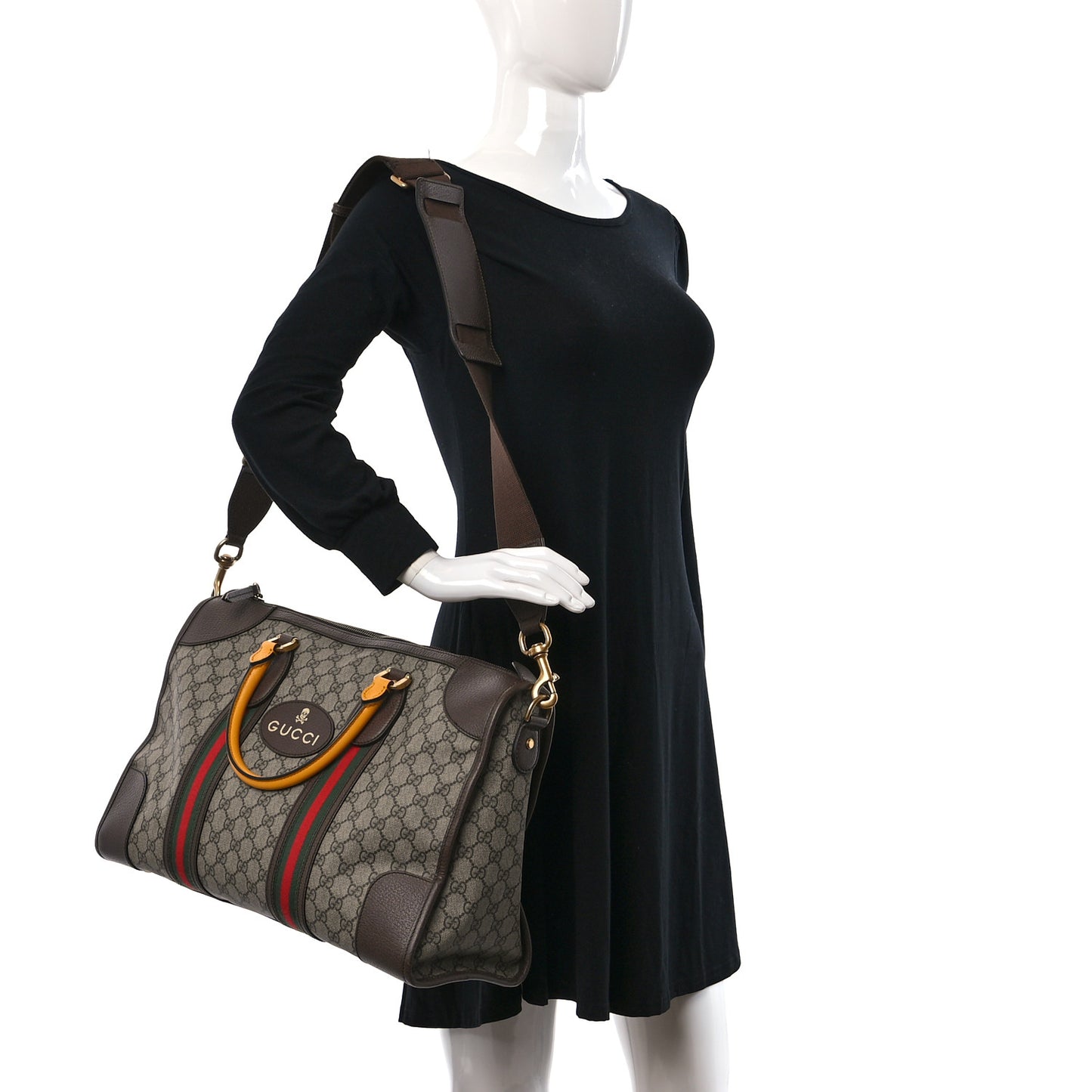 Soft GG Supreme Monogram Web Medium Duffle Bag Beige New Acero Crop