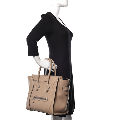 Celine Drummed Calfskin Mini Luggage Dune 2 of 16