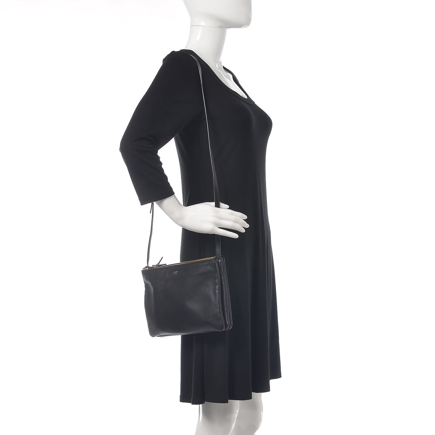 Lambskin Large Trio Crossbody Bag Black