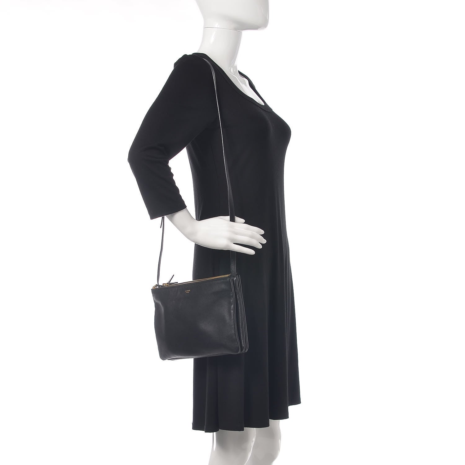 Celine Lambskin Large Trio Crossbody Bag Black 2 of 12